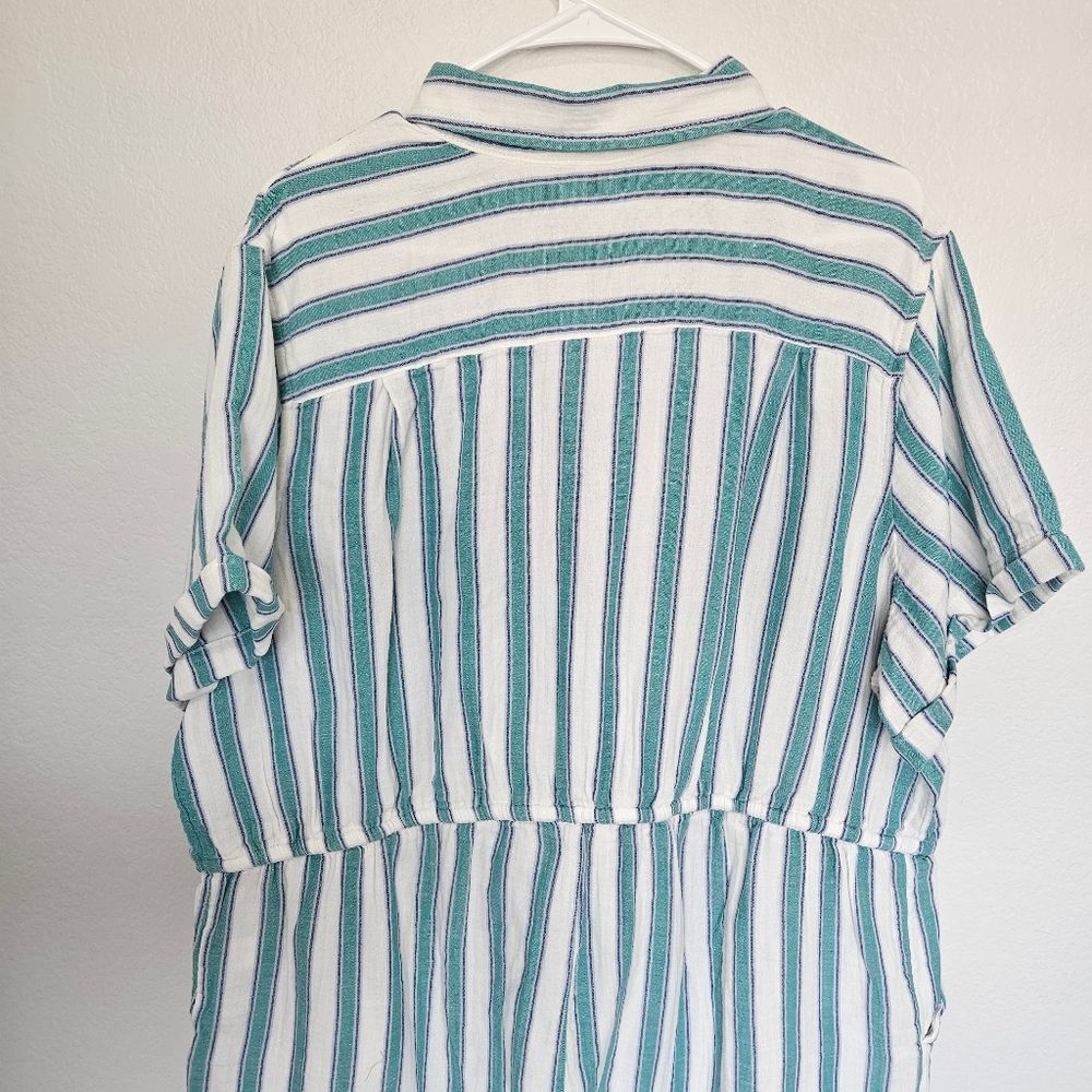 NWT Old Navy Crinkle Gauze Button Down Romper Blue White Stripe XXL Petite - Picture 7 of 7